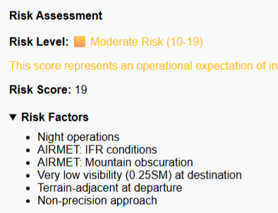 Risk assessment output