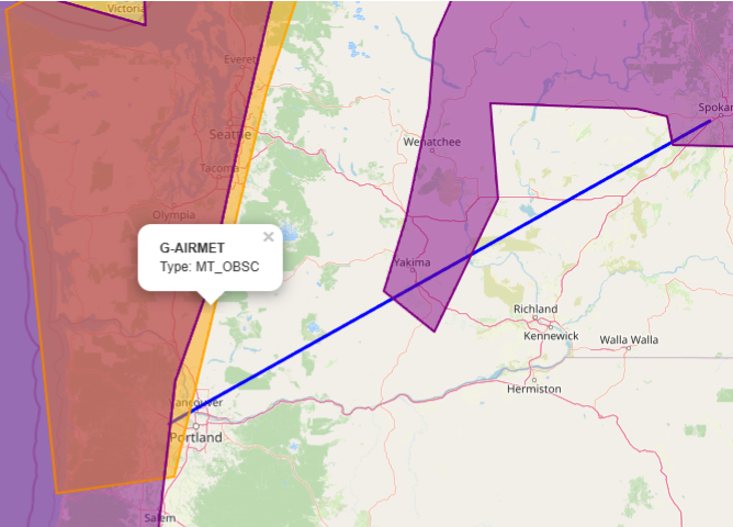Map with weather hazards